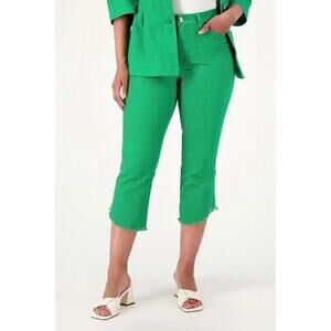 Studio Park x Jane Treacy Twill Kick Flare Cropped Jeans Size 12 Kelly Green